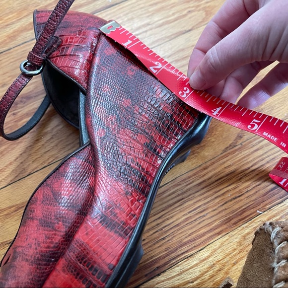 Miu Miu Vintage Platform Peep Toe Ankle Strap Sandals in Red & Black - Picture 11 of 12